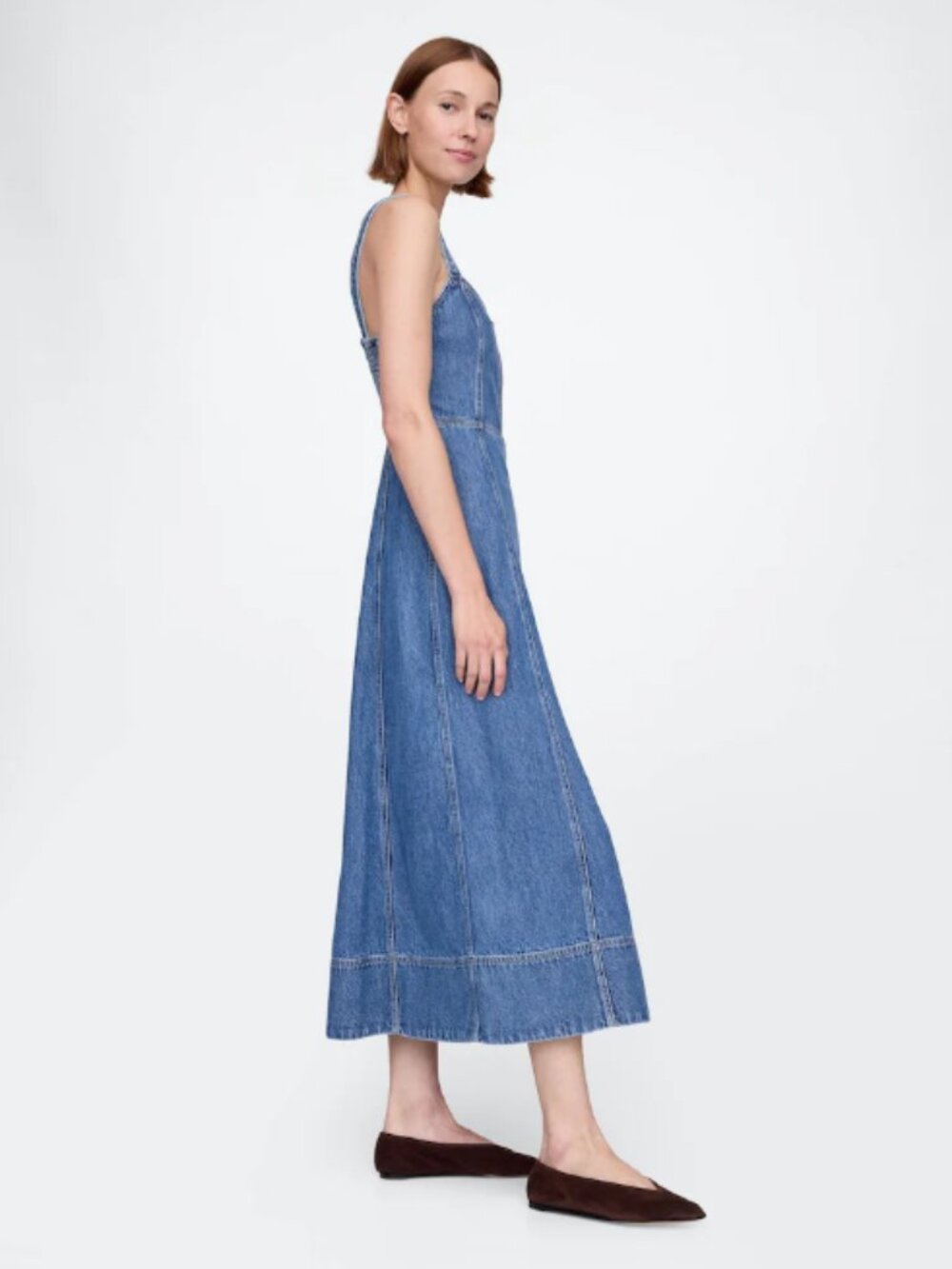 GAP Blue Denim Maxi Dress with Front Slit - Picture 3 of 4